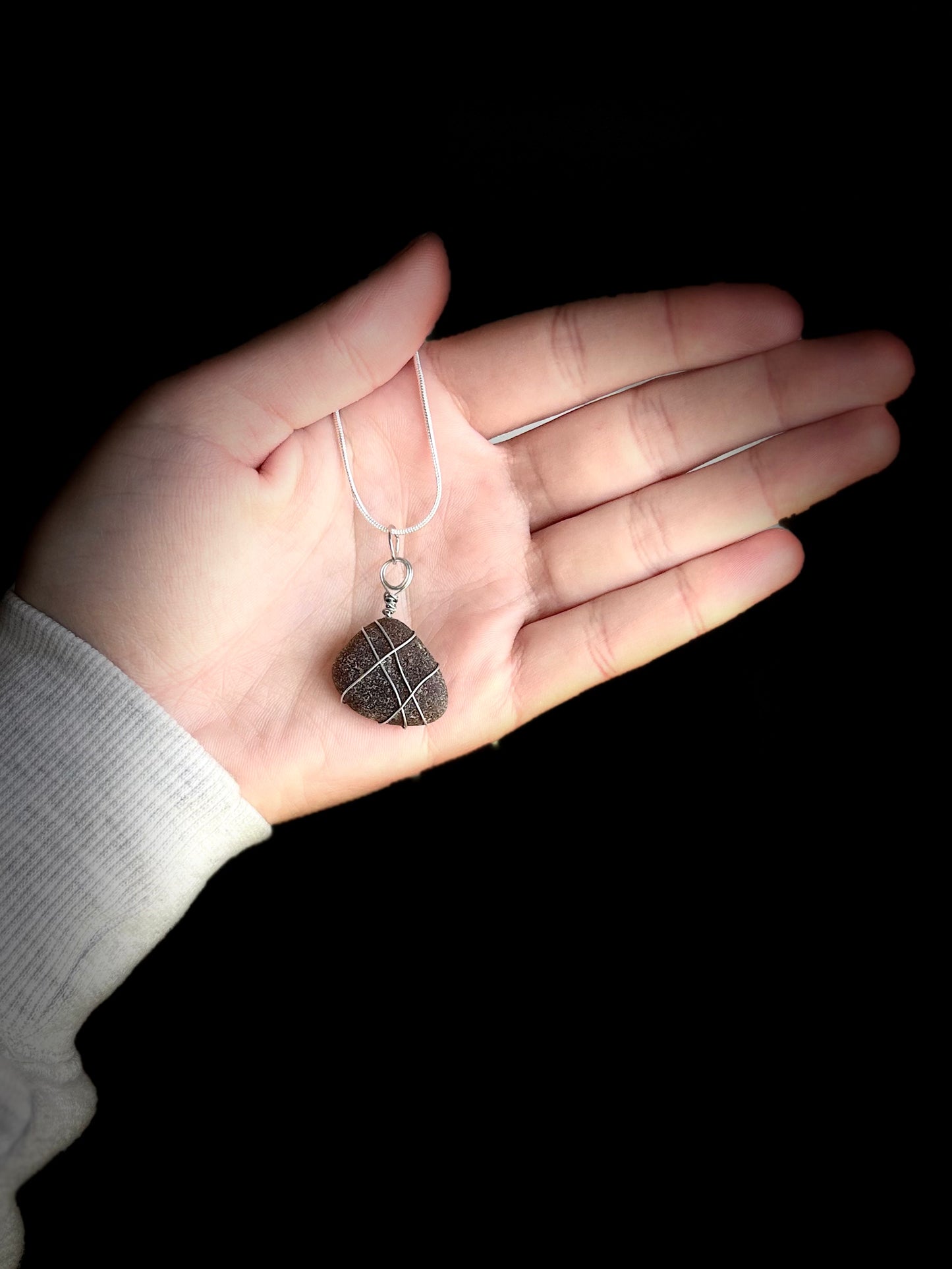 Beach Glass Necklace - Brown Rounded Triangle