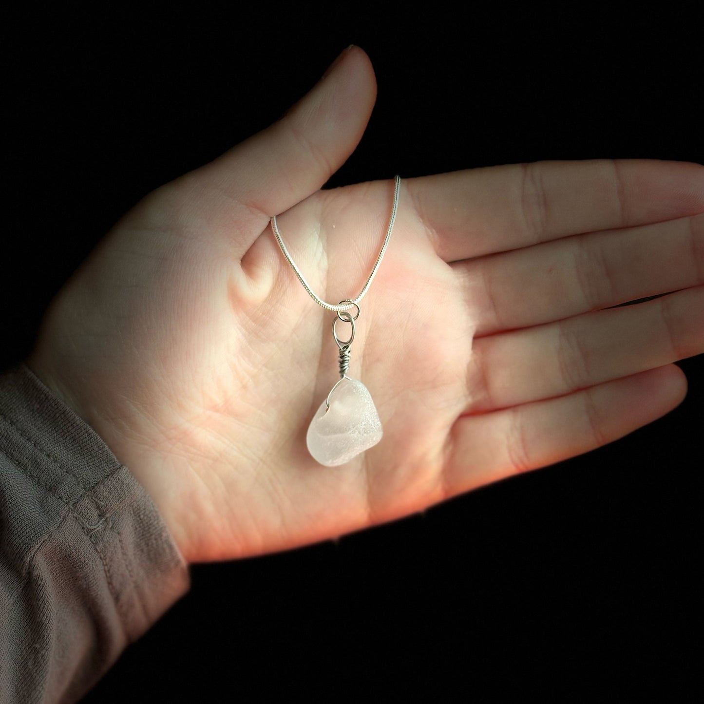Beach Glass Necklace - White