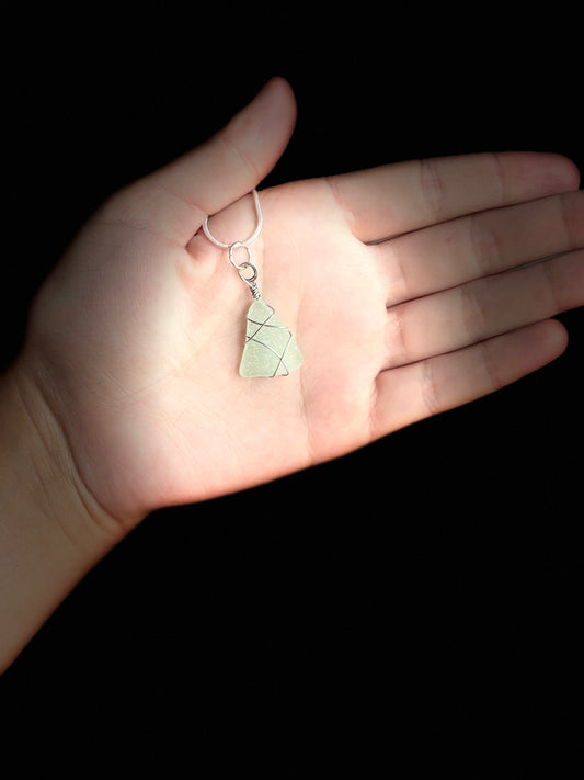 Beach Glass Necklace -Teal Triangle