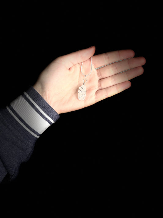 Beach Glass Necklace-White Oval