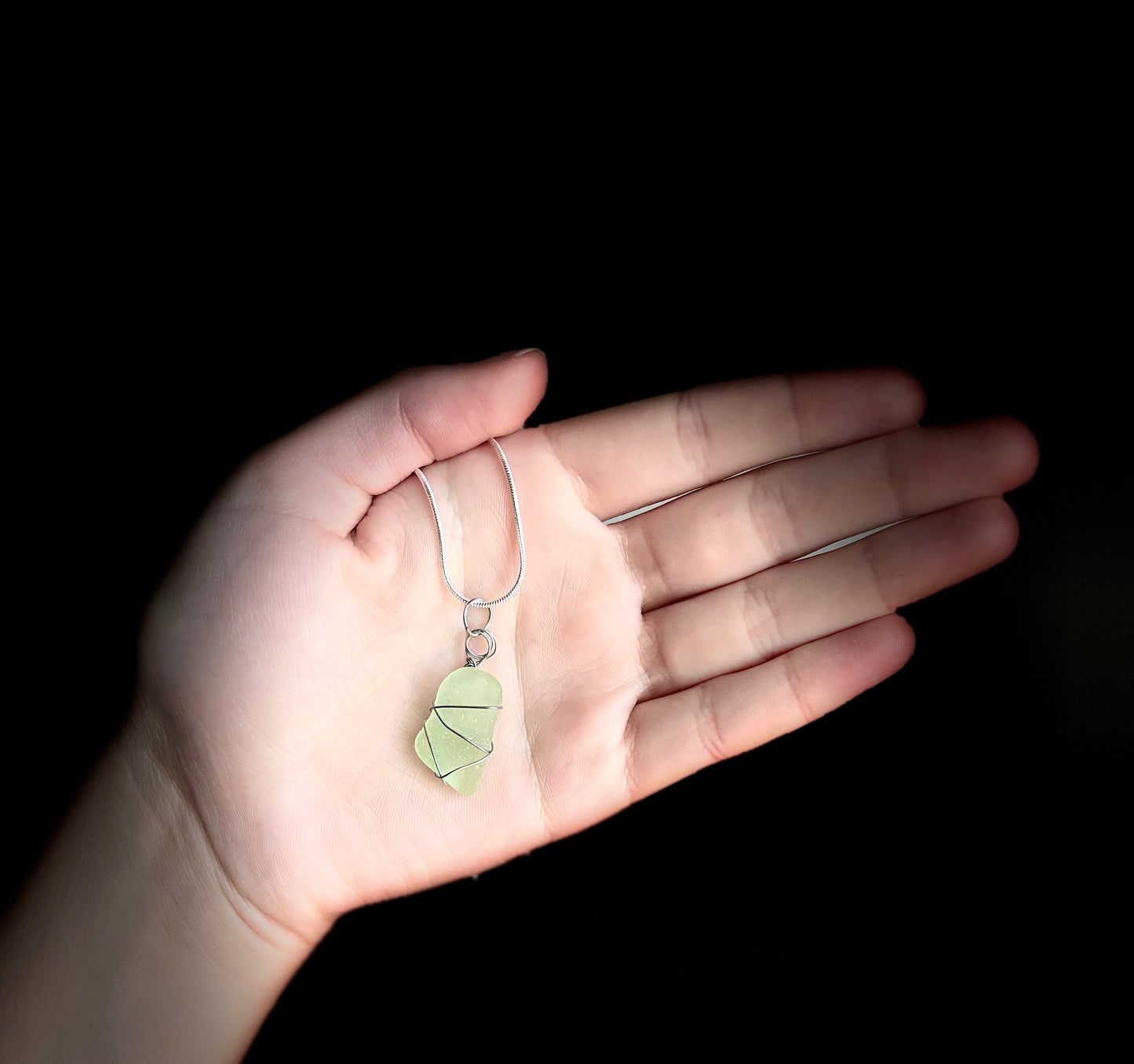 Beach Glass Necklace - Sea foam Green