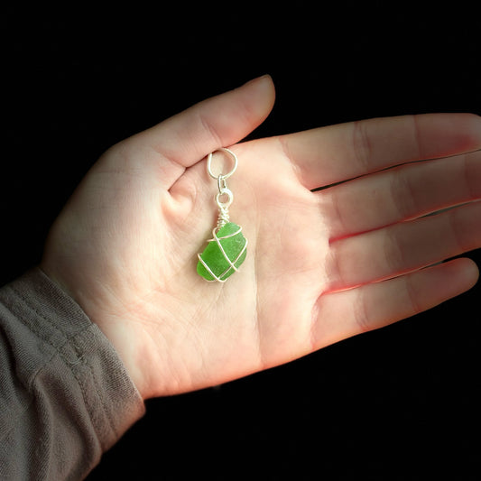 Beach Glass Necklace - Lime