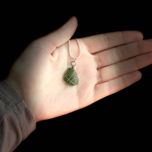 Beach Glass Necklace - Olive