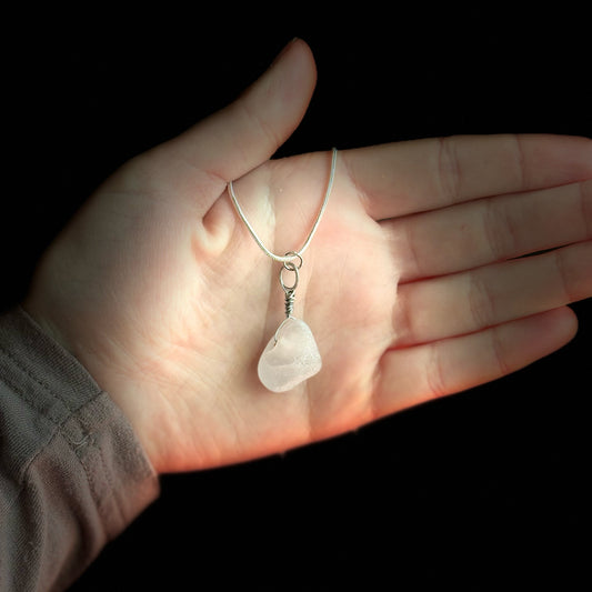 Beach Glass Necklace - White